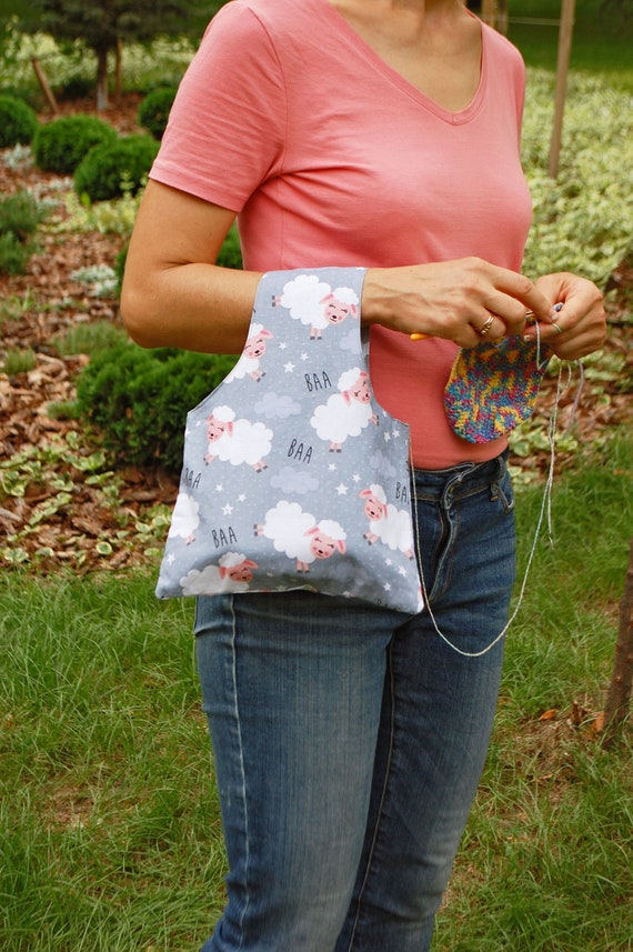 Small Knitting Project Bag Pouch, Knitter Crocheter Gift