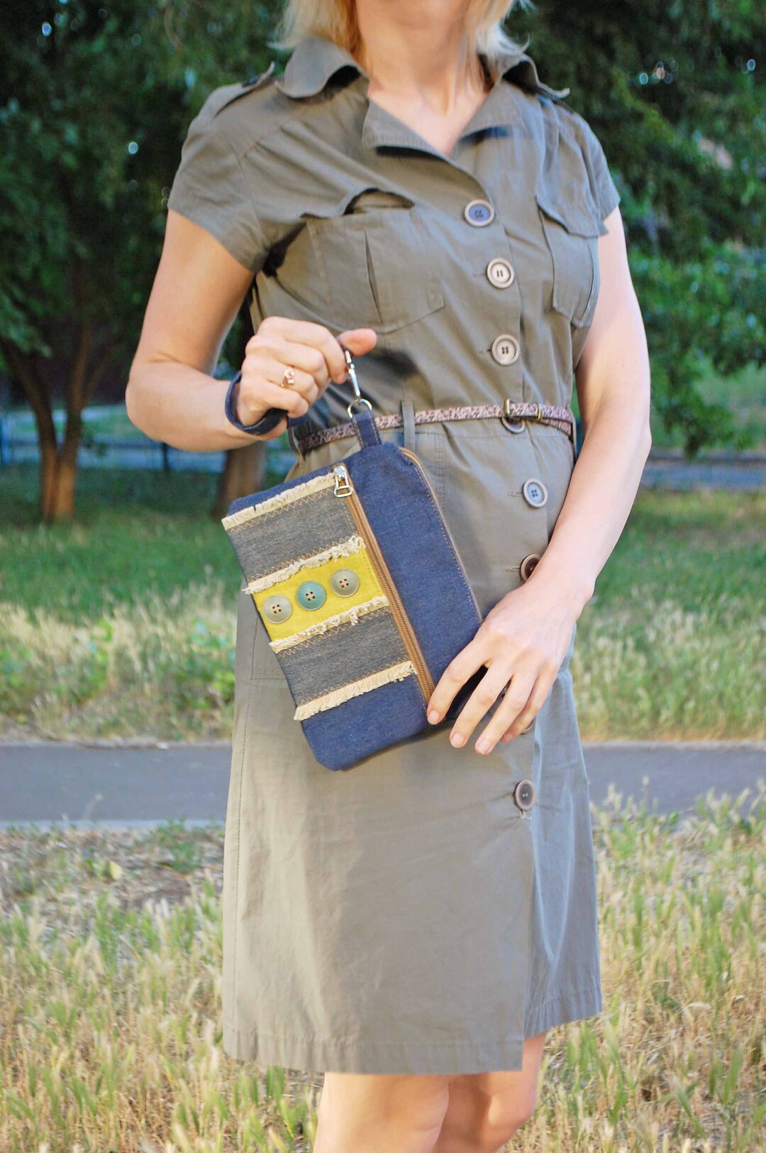 Recycled Jeans Wristlet Wallet, Handmade Denim Pouch - Etsy