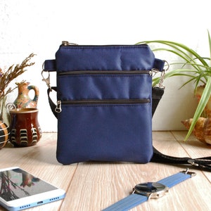 Blue Waterproof Nylon Crossbody Bag, Cell Phone Pouch, Travel Wallet image 2