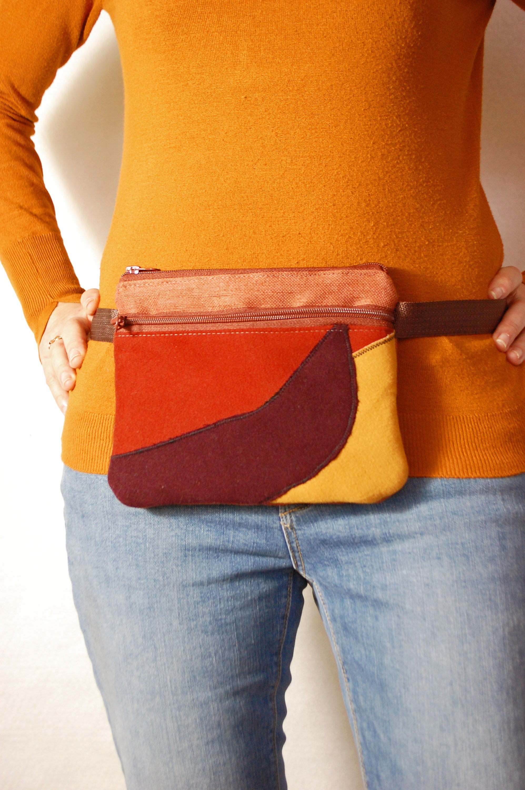 Burlap Mini Fanny Pack Women Small Belt Bag Brown Waist Etsy