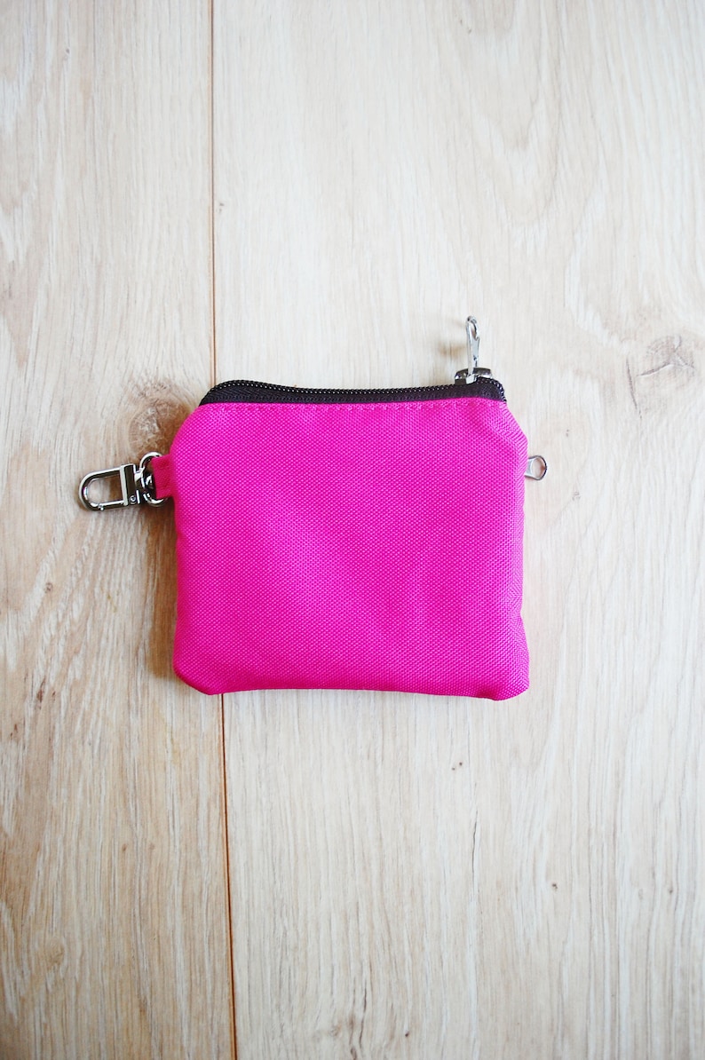 Pink Coin Purse Keychain Small Fuchsia Change Pocket Money Pouch Earphones Bag