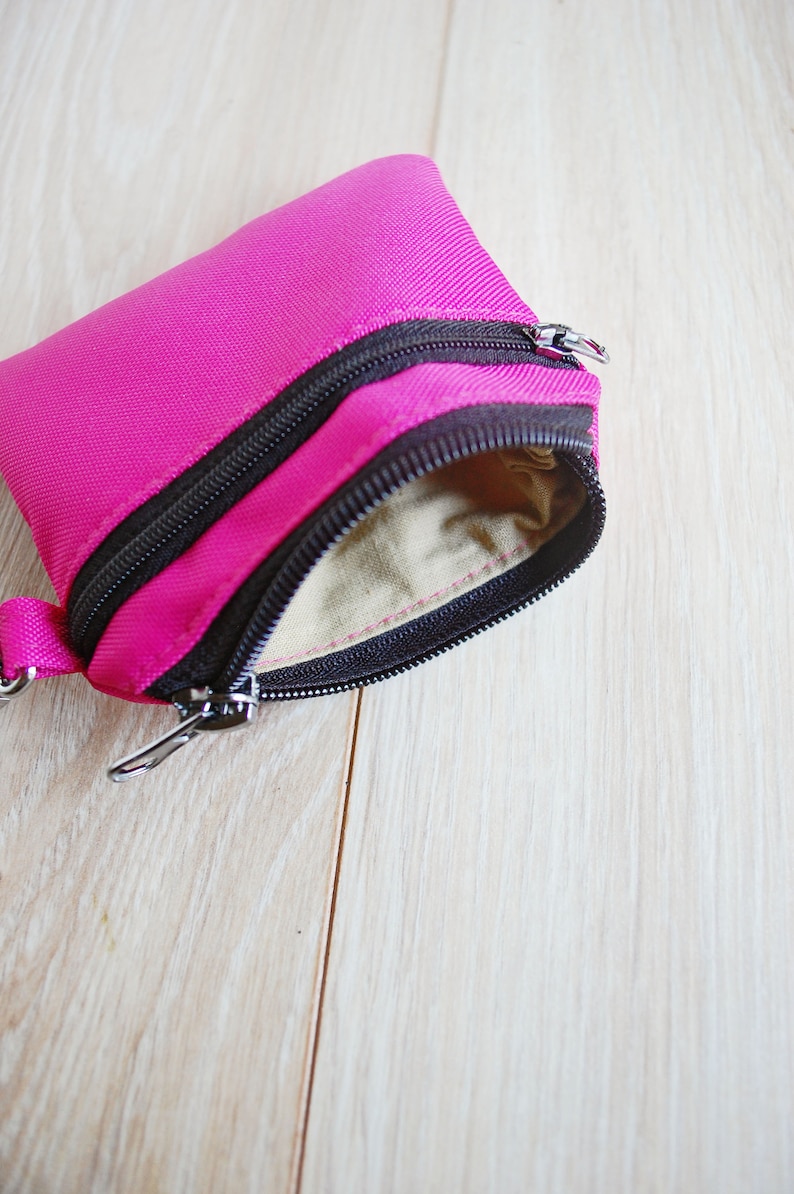 Pink Coin Purse Keychain Small Fuchsia Change Pocket Money Pouch Earphones Bag