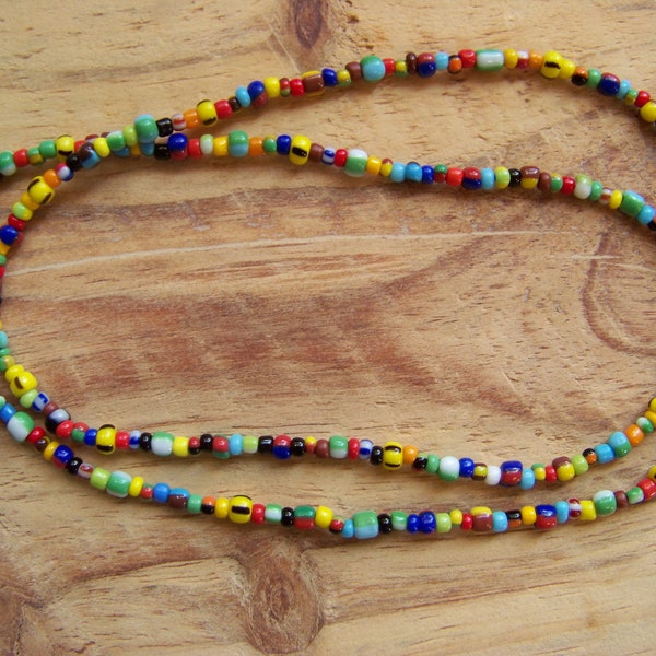 Colorful Long Beaded Necklace, Multicolor Seed Bead Necklace, Hippie Bead Necklace, Multicolor Beaded Necklace, Love beads, Boho Necklace