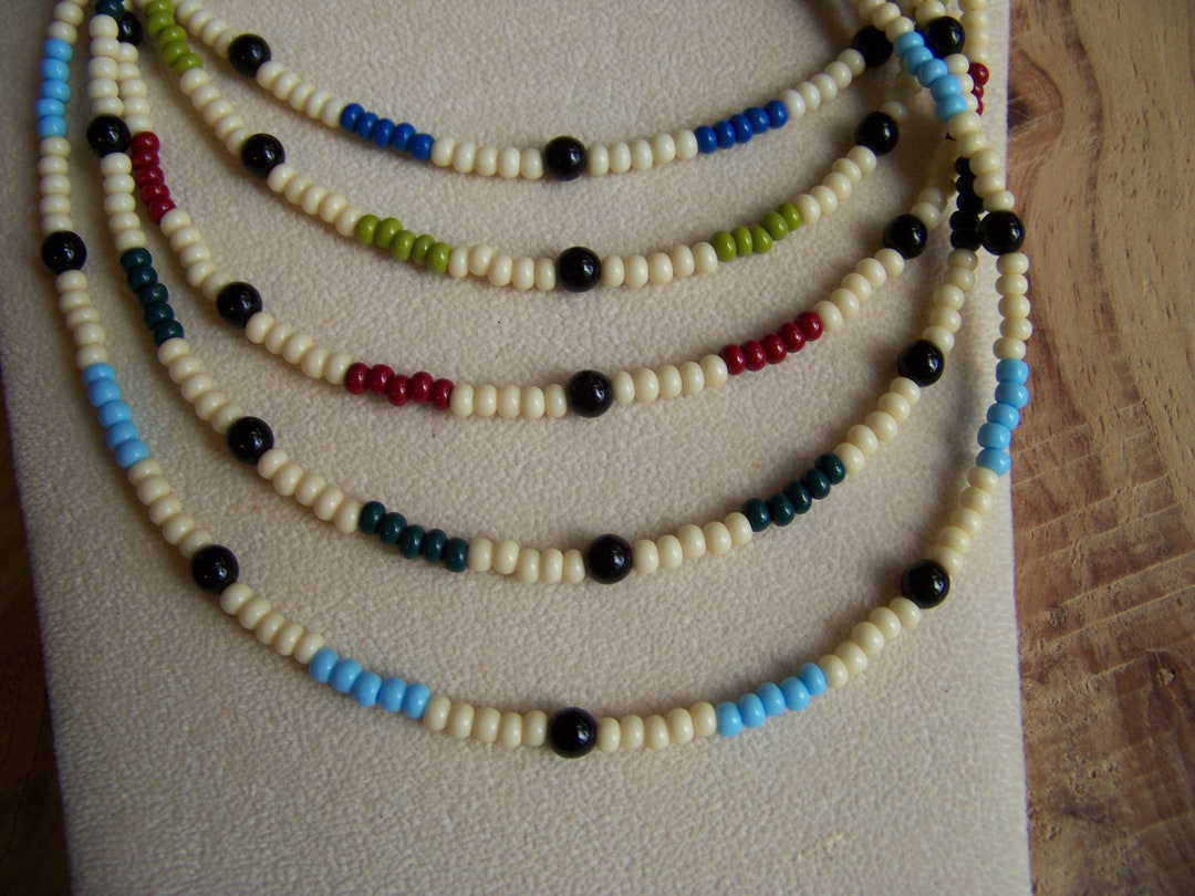 Mens Beaded Choker Necklace, Seed Bead Choker Simple, Clean, Minimalist