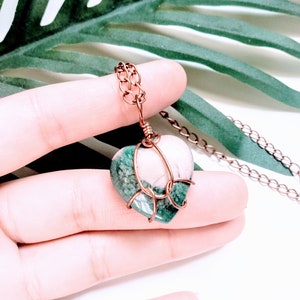Resin Heart Necklace/100% Copper Wire Wrapped Sparkly Resin Heart Pendant/Resin Jewelry Wrapped