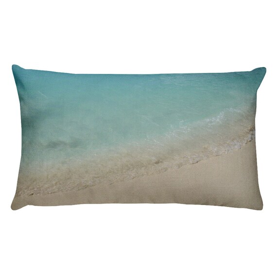 Aqua Sea On Golden Sand Beach Scene Rectangular Accent Pillow Etsy