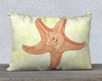 Sally the Red Sea Star accent pillow cover | Large lumbar starfish throw pillow cover