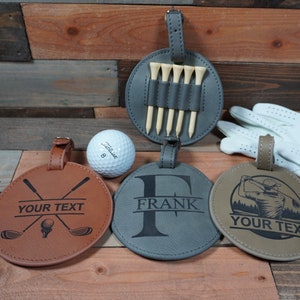 Golf Bag Tag and Tee Holder - Personalized Golf Gifts for Men or woman - Custom Golf Accessories - Include 5 Tees