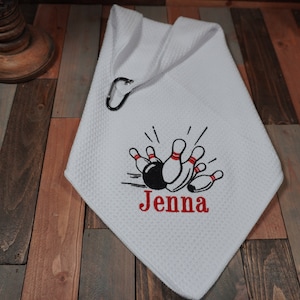 Personalized Bowling Towel with name - Monogrammed Bowling Towel Embroidered - Team gift, All sport available