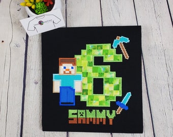 Download Minecraft birthday shirt | Etsy