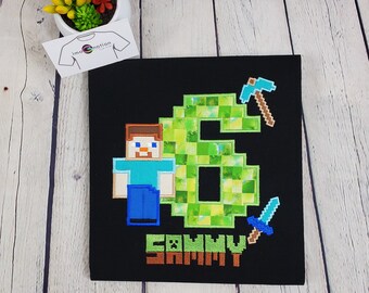 Minecraft birthday shirt | Etsy