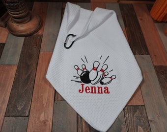 Personalized Bowling Towel with name - Monogrammed Bowling Towel Embroidered - Team gift, All sport available