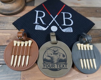 Personalized Golf Gift Includes a golf towel and bag tag-tee holder. Christmas gift, Father's Day, groomsman, and boyfriend