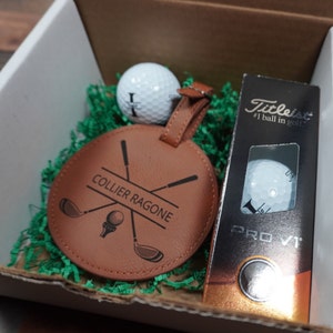 Coffret cadeau de golf personnalisé : balles Pro V1 monogrammées et étiquette de sac
