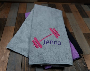 Personalized Embroidered Gym Towel Gift for Mom, Dad, Personalised Fitness Gift With Name Sports Towel Men Women  16" by 27" Microfiber