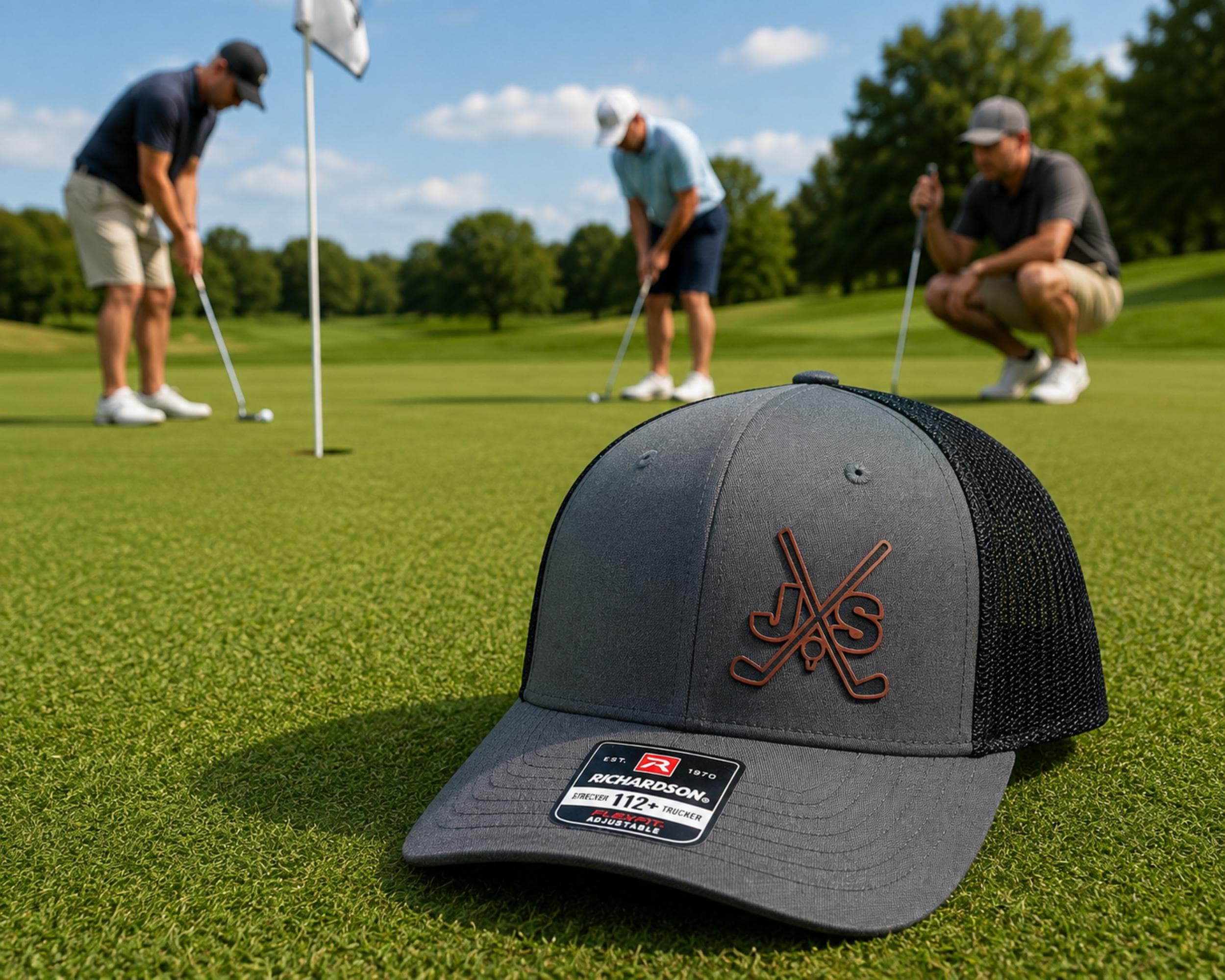 Personalized Golf Hat: Leather Patch, Initials, Richardson 112 Trucker