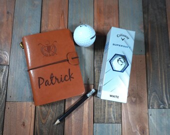 Father's Day Golf Gift for Dad | Personalized Leather Scorecard Holder | Engraved Golf Gift for Him