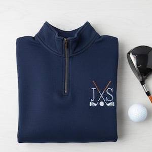 Personalized Embroidered Golf Quarter Zip Comfort Color Sweatshirt: Golfer Gift