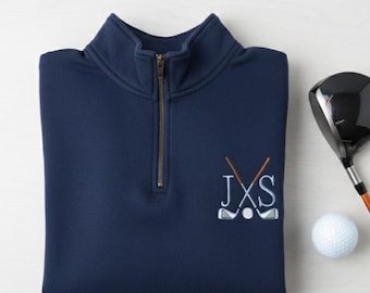 Personalized Embroidered Golf Quarter Zip Comfort Color Sweatshirt: Golfer Gift