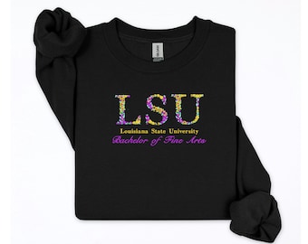 Custom College Floral Embroidered Sweatshirt | Personalized University Shirt, Sorority Gift, Graduation Gift for Her