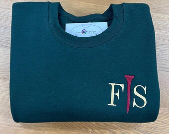 Custom Embroidered Golf Monogram Sweatshirt, Personalized Golf Apparel Him Her
