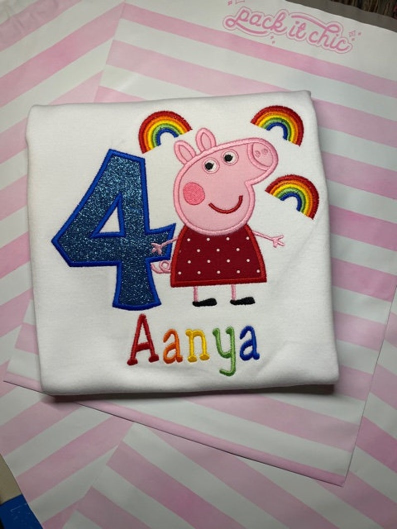 Birthday Outfit w/Name & Age Personalize Pig Birthday T-Shirt Birthday Outfit w/Name & Age Personalize Pig Birthday T-Shirt