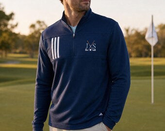 Personalized Embroidered Golf Quarter Zip Sweatshirt, Custom Adidas Pullover for Golfer Gift,  Unisex