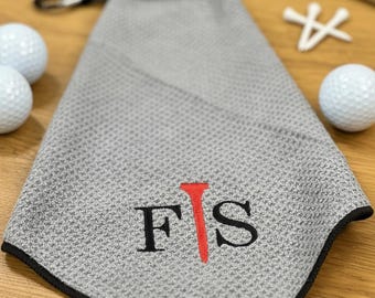 Personalized Golf Towel | Monogrammed Microfiber with Golf Tee Design