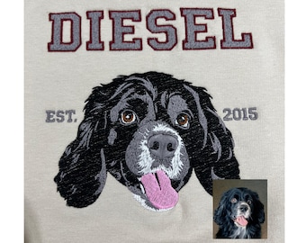 Custom Pet Portrait Embroidered Youth Sweatshirt Using Photo: Dog or Cat