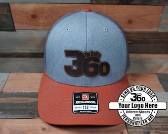 Laser Engraved Leather Patch Richardson 112 Trucker Hat: Custom Logo