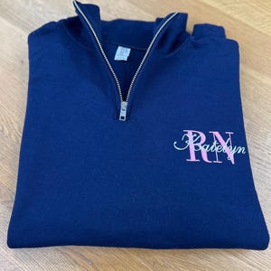 Custom Nurse Embroidered Sweatshirt-RN Sweatshirt-1/4 Zip Sweatshirt - Nurse Gift-Nursing Student -Nursing Sweatshirt -Nurse Graduation Gift