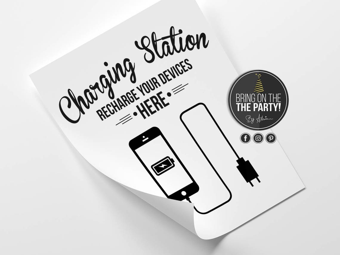 Charging Station Sign Charging Bar Sign Party Charging - Etsy Canada