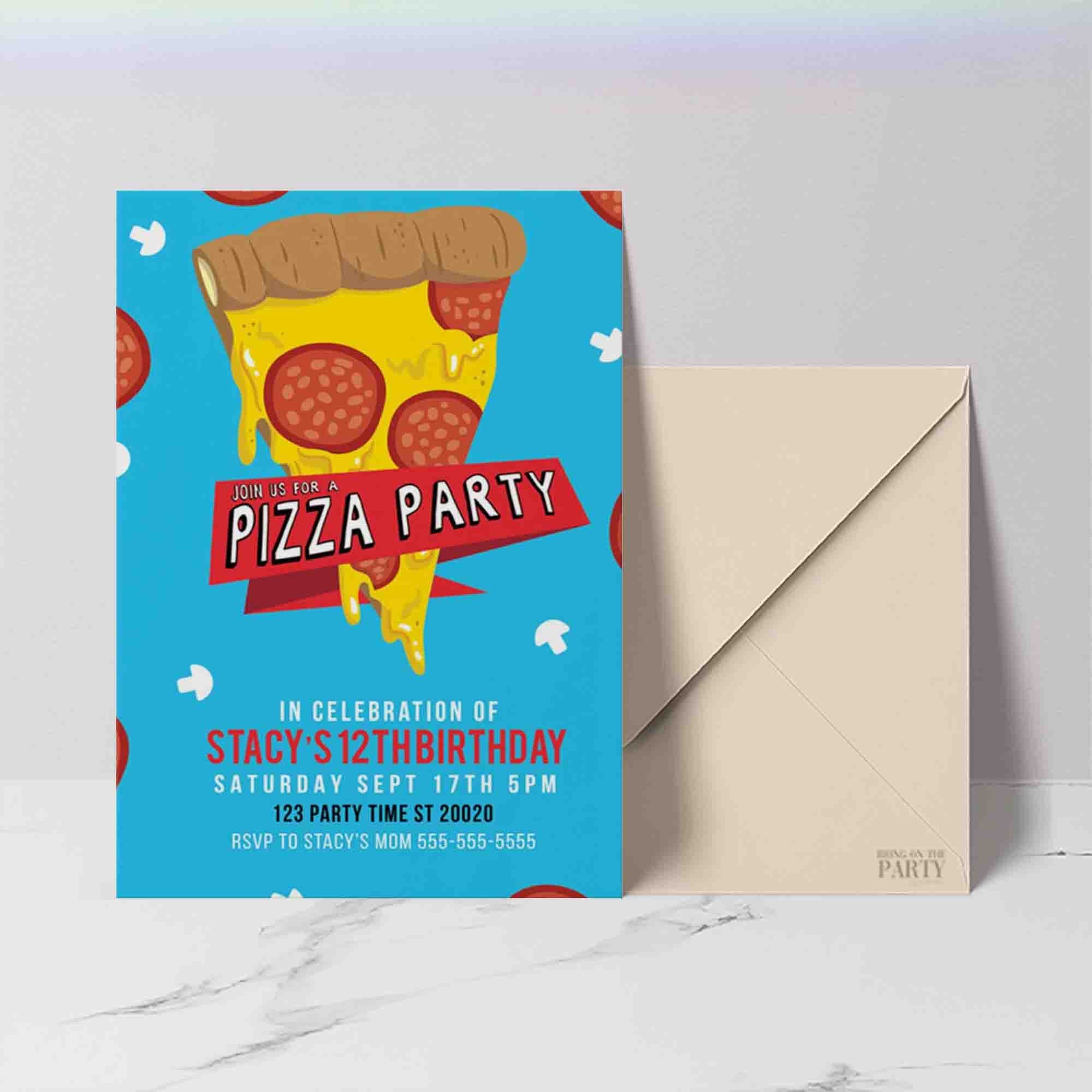 Pizza Party Invitation Pizza Birthday Party Invitation Pizza Etsy