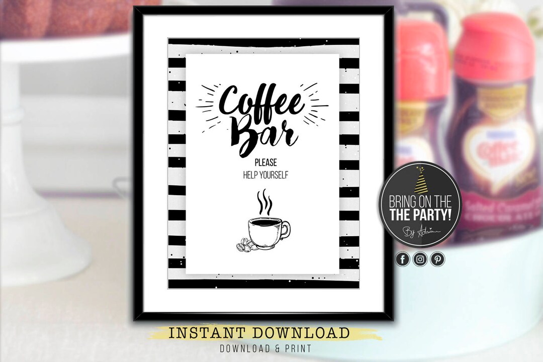 Coffee Bar Sign Printable Coffee Sign Wedding Reception Signs Coffee