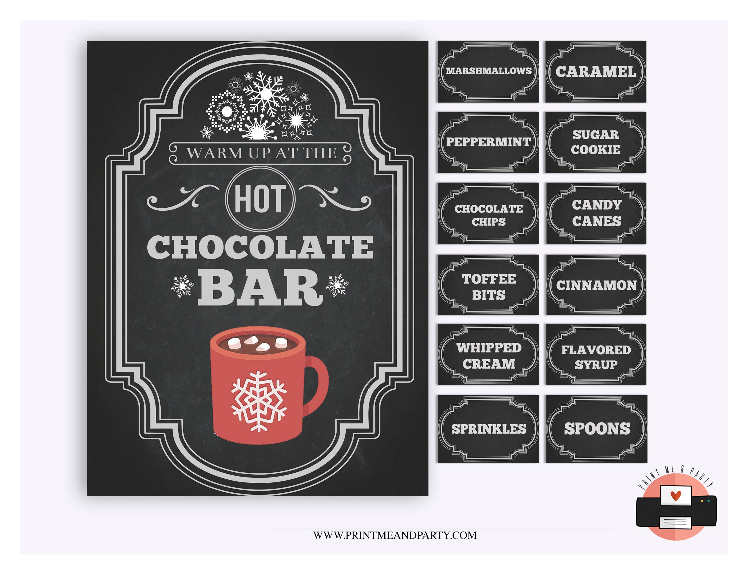 Hot Chocolate Bar Printable Kit Instant Download Printable Etsy