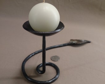 Hand forged leaf candle holder