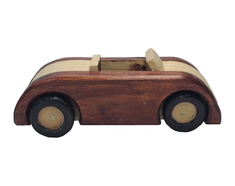 Hand crafter toy wood, two-tone, convertible car