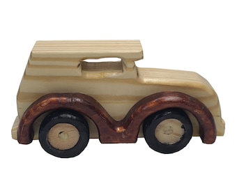 Hand made wooden toy Roadster vintage style car