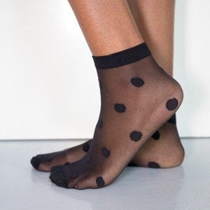Polka Dot Socks Sheer Socks Trendy Socks Nylon Socks Fashion Socks Ankle Socks Fun Socks Socks for Women Socks Pattern image 4