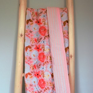 Blush Pink Floral Striped Quilted Blanket - Baby Girl Nursery