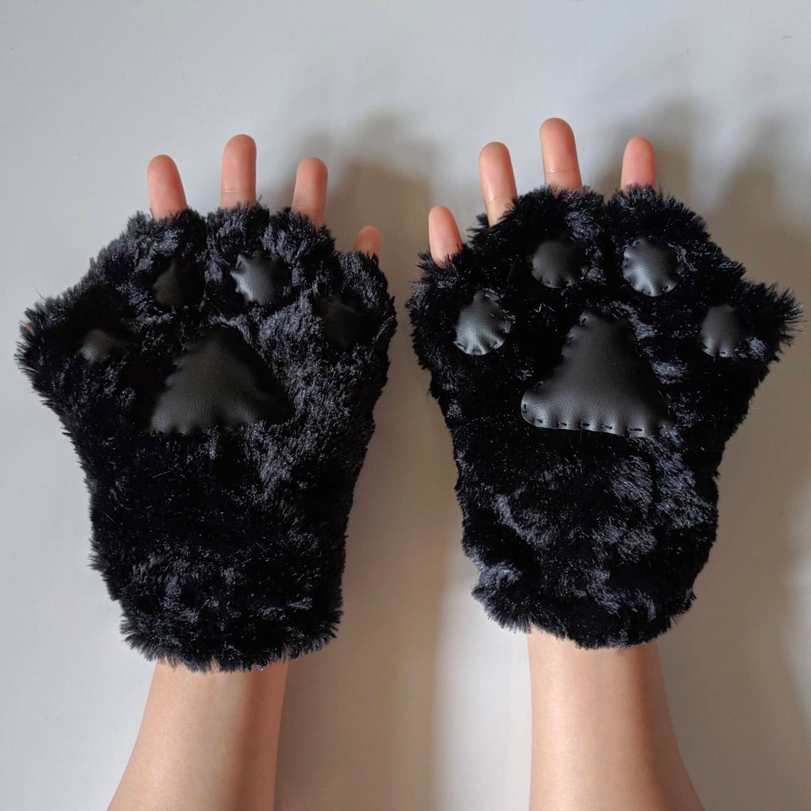 Black Cat Paw Gloves for Kids and Adults Hand Sewn Fur Etsy