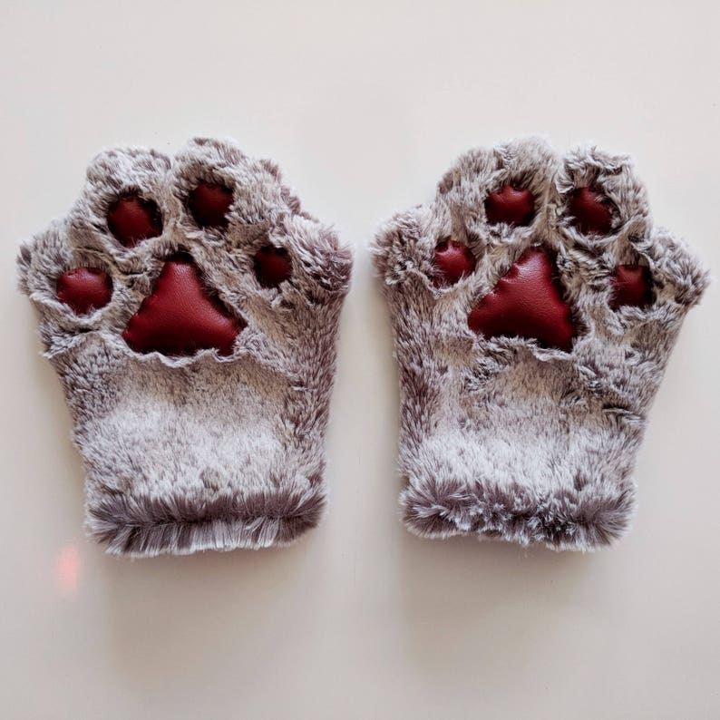 Grey Tipped Cat Paw Gloves for Kids and Adults Hand Sewn Fur Etsy