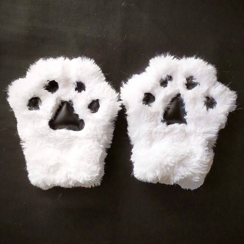 White Cat Paw Gloves for Kids and Adults Hand Sewn Fur Etsy
