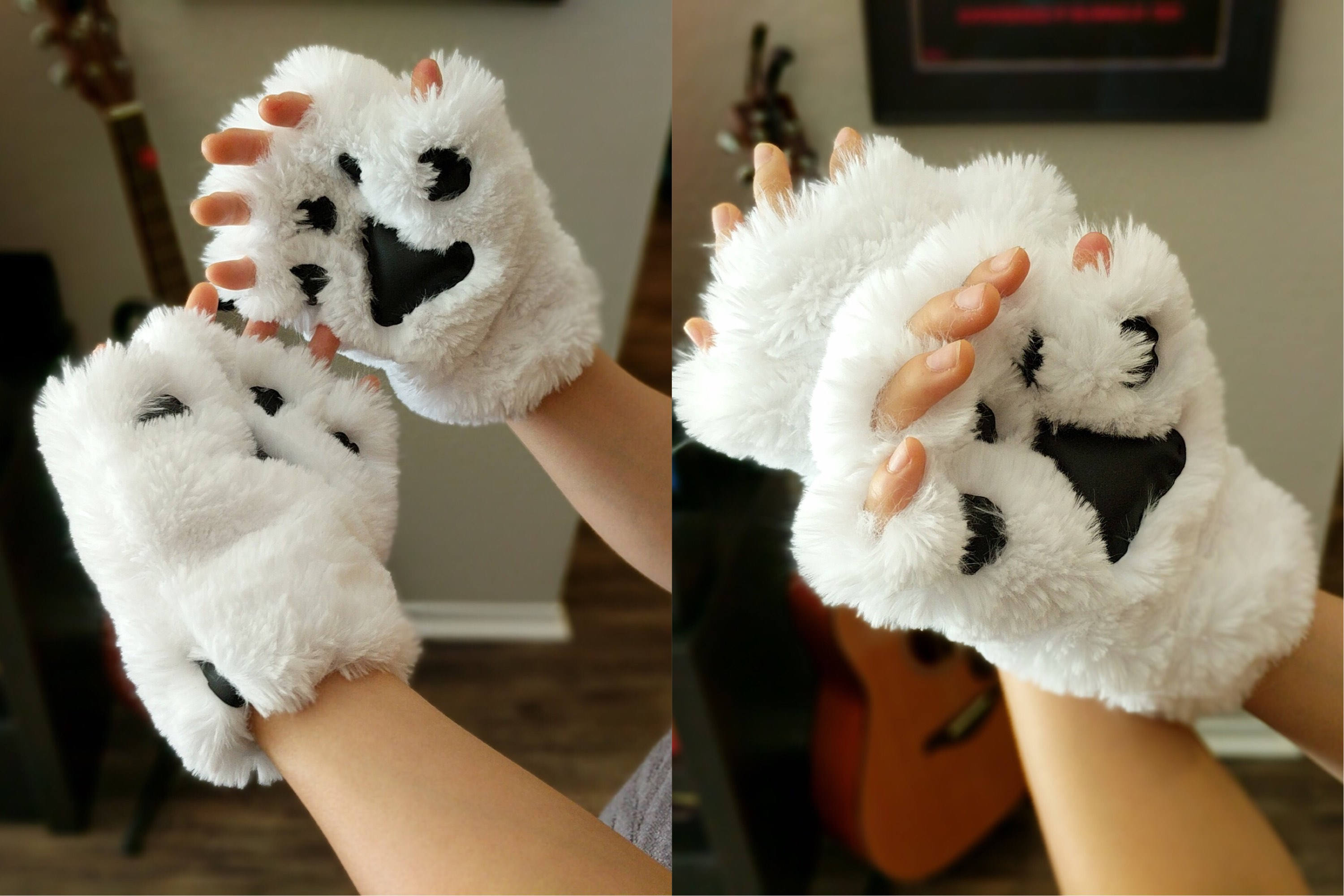 White Cat Paw Gloves for Kids and Adults Hand Sewn Fur Etsy