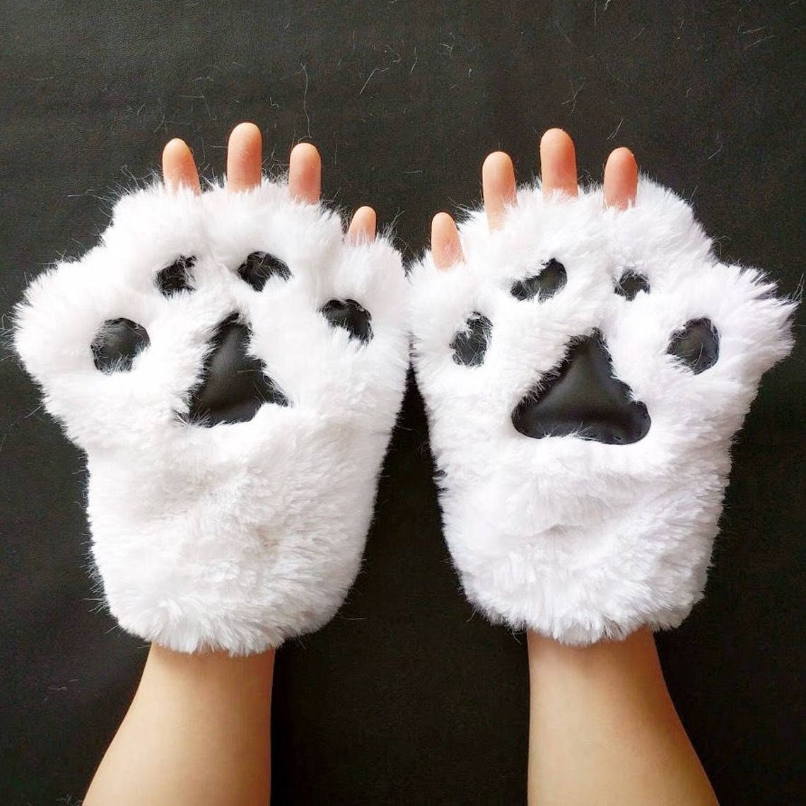 White Cat Paw Gloves for Kids and Adults Hand Sewn Fur Etsy