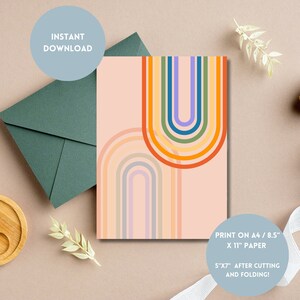 Printable greeting card of two rainbows | 5x7