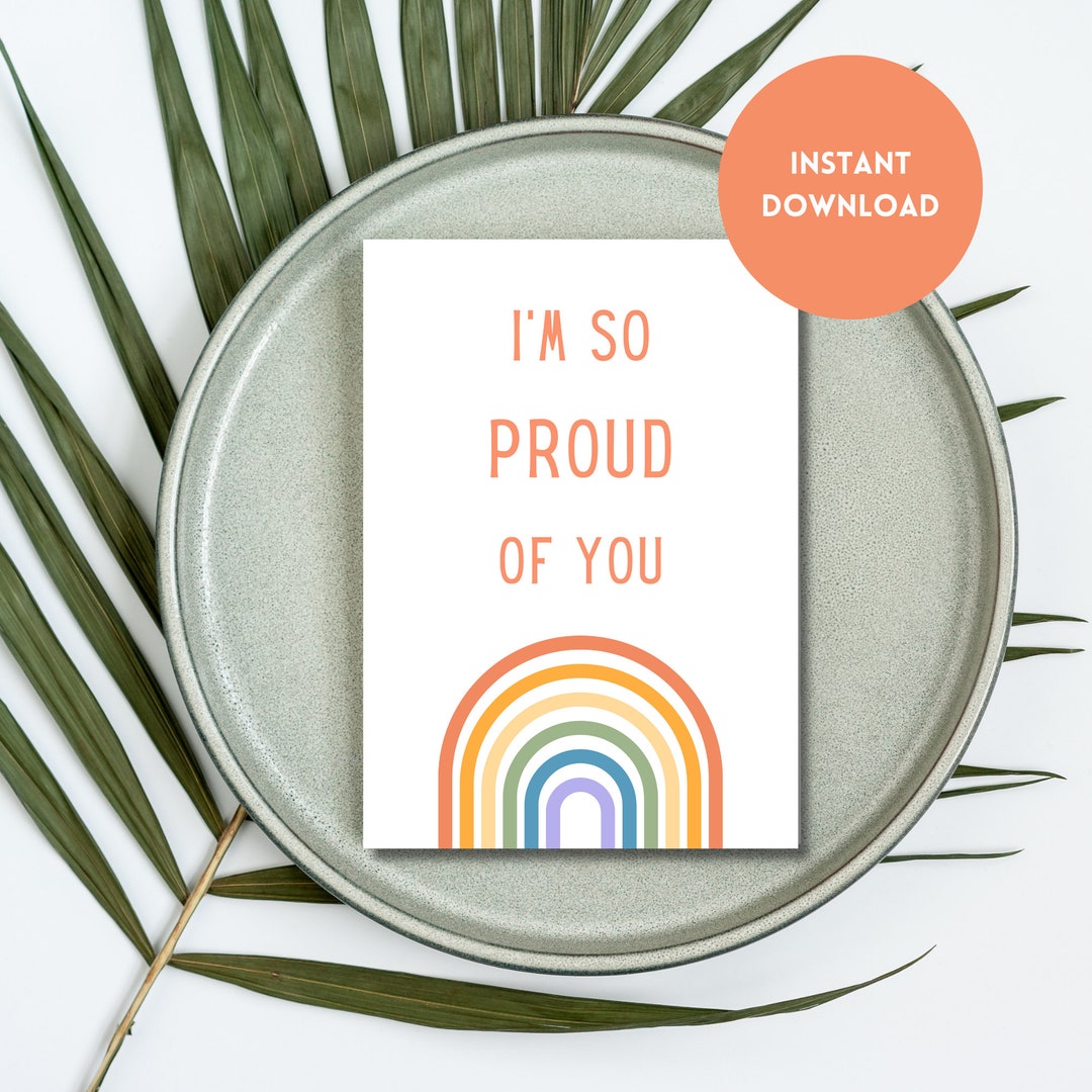 Printable Foldable Greeting Card Rainbow I'm so Proud of You 5x7 - Etsy