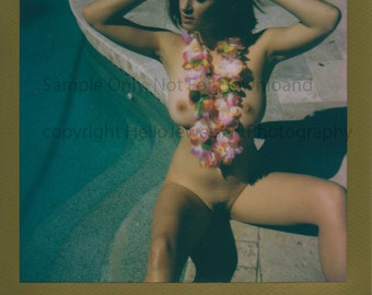 In Flowers by the Pool - Nude Polaroid Film Print