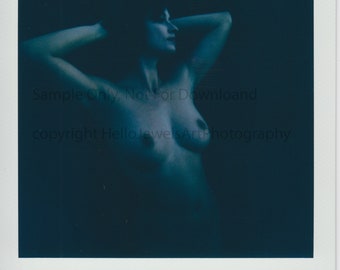 Moody Blue Nude- Polaroid Film Print