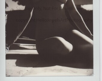 Seated Nude - Black and White - Nude Polaroid Film Print